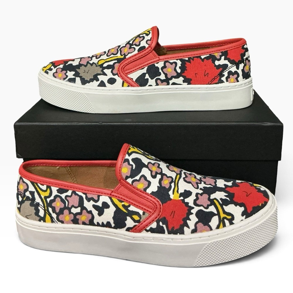 Coach Cameron Floral Canvas Slip On Platform Sneakers Shoes 7 NIB New